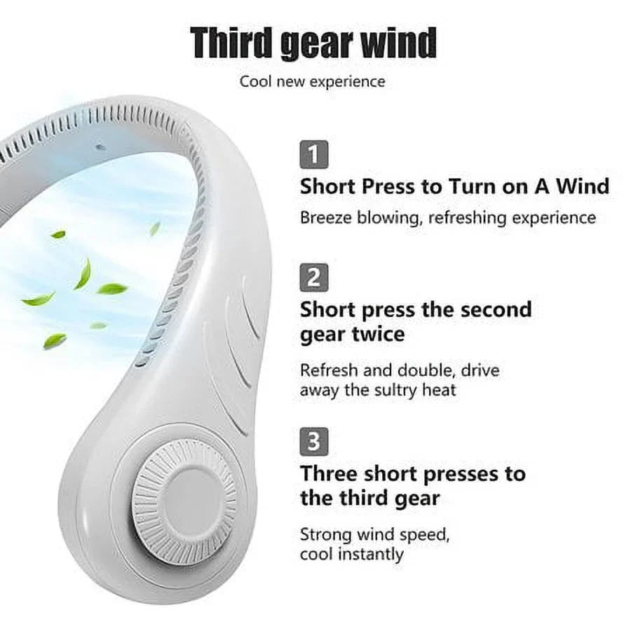 Neck Adjustable Fan Rechargeable , Bladeless Neckband Hanging Portable USB Home Office Speed Outdoor Mini HESHENG For Fan 3 Cooler