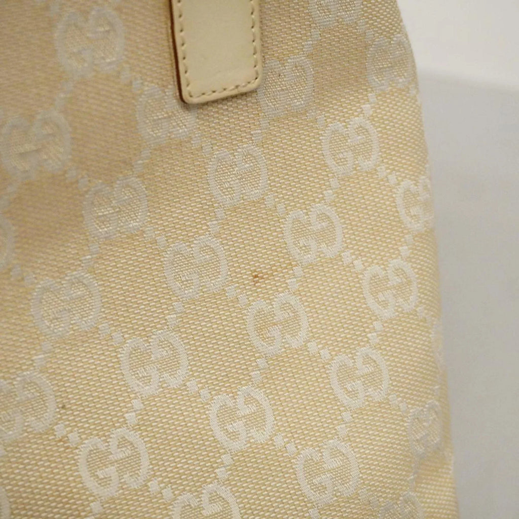 Canvas Leather Handbag Women's Pre-Owned GG Ivory 1079 Gucci (Good) 002