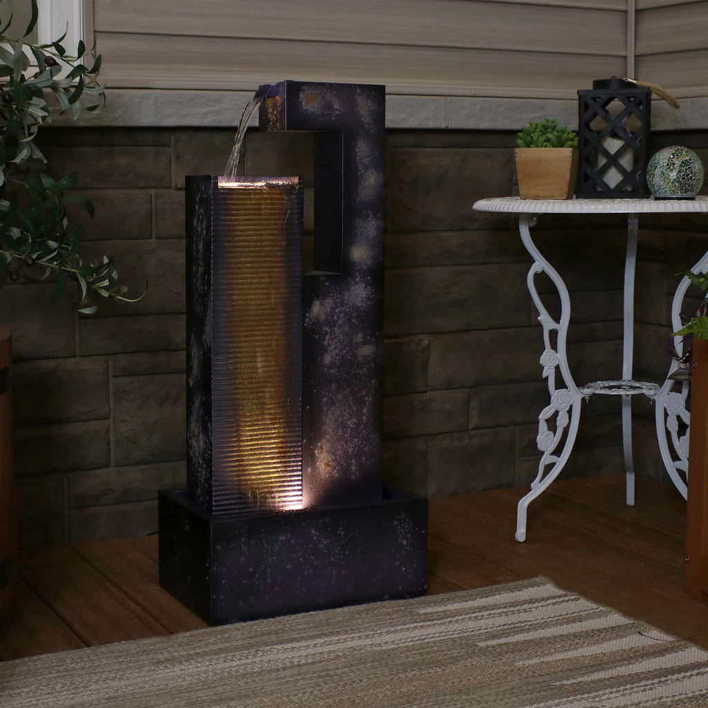 LED Metal Cascading Sunnydaze Outdoor Fountain - Tower with 32" Lights