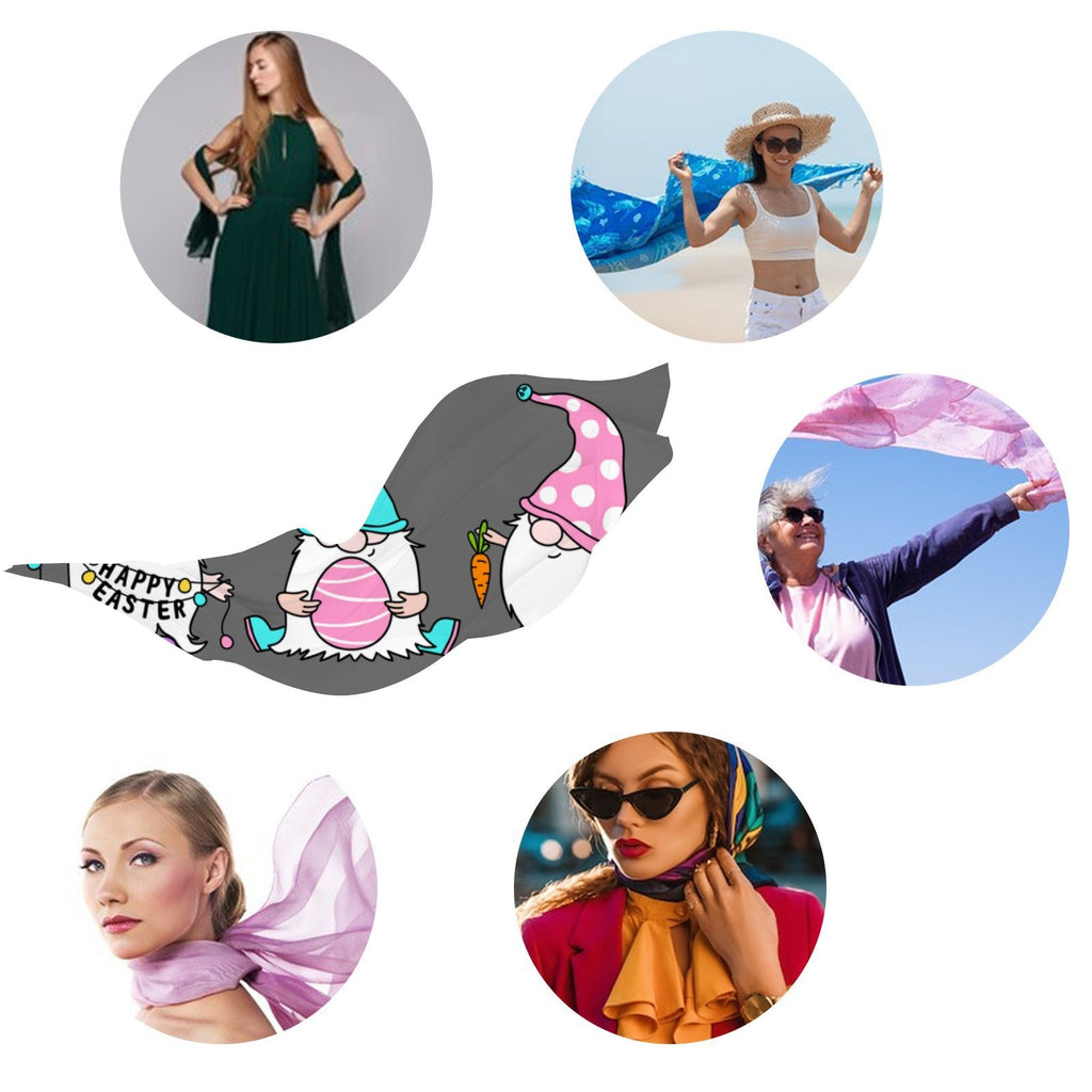 Packed Long Women for Scarf Gift Shawls Neck Headscarf Silk FREEAMG Wraps Large Hair Oblong Easter Sunscreen Wraps Gnomes