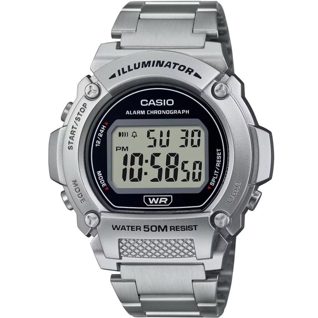 Stainless Casio Steel Watch Men's Bracelet W219HD-1AV Digital with