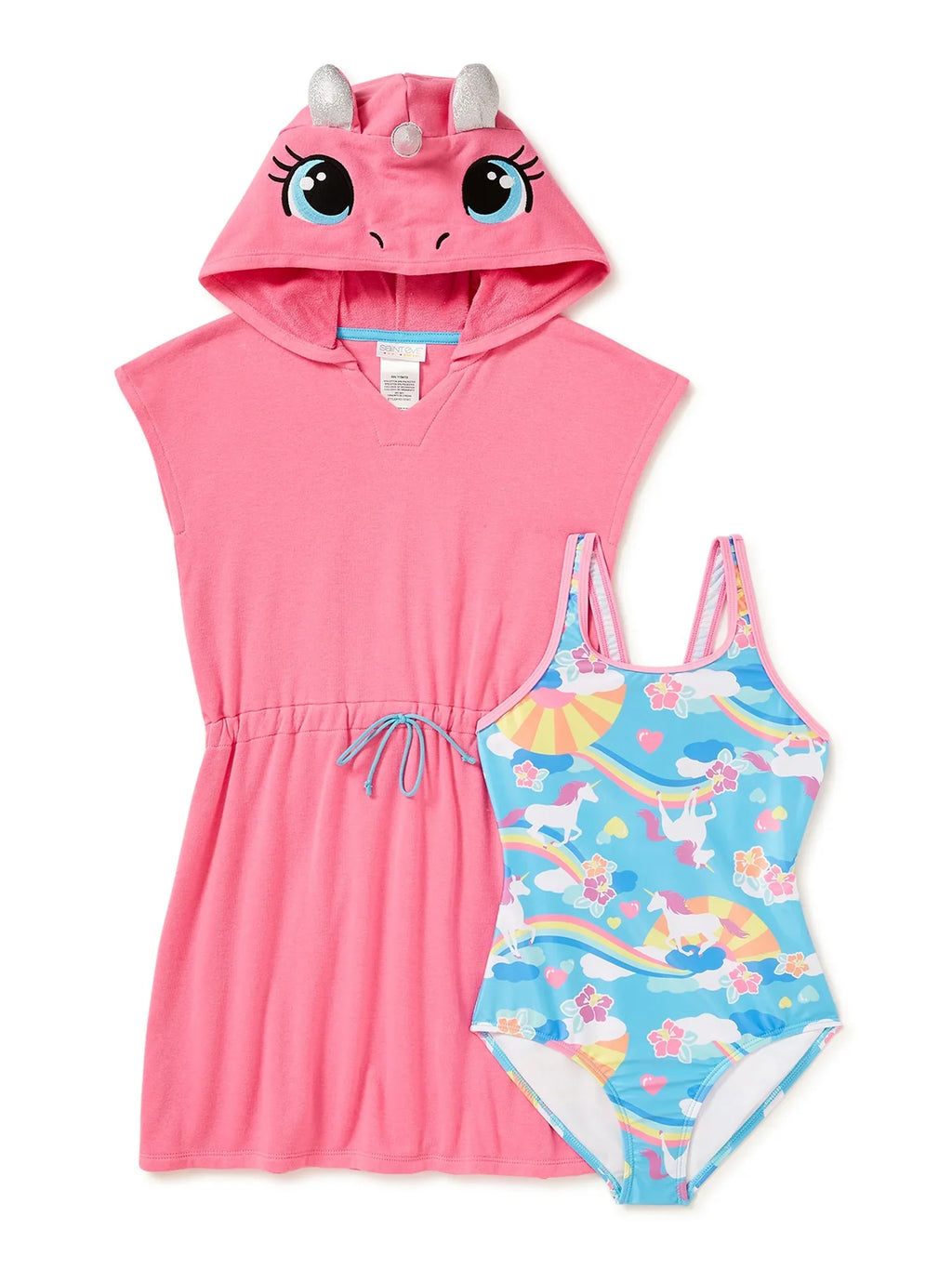 Sizes Set, & Girls Toddler Saint Cosplay Eve Swim Terry Swimsuit, 2T-4T 2-Piece Cover-Up One-Piece Unicorn