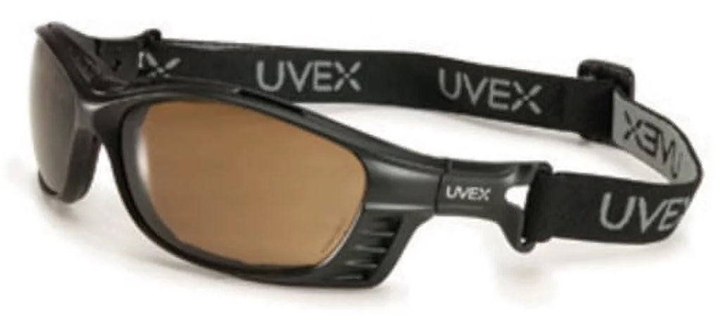Glasses Frame Head With Safety HydroShield Black Uvex And Honeywell Matte Anti-Fog Livewire Lens by With Strap Expresso