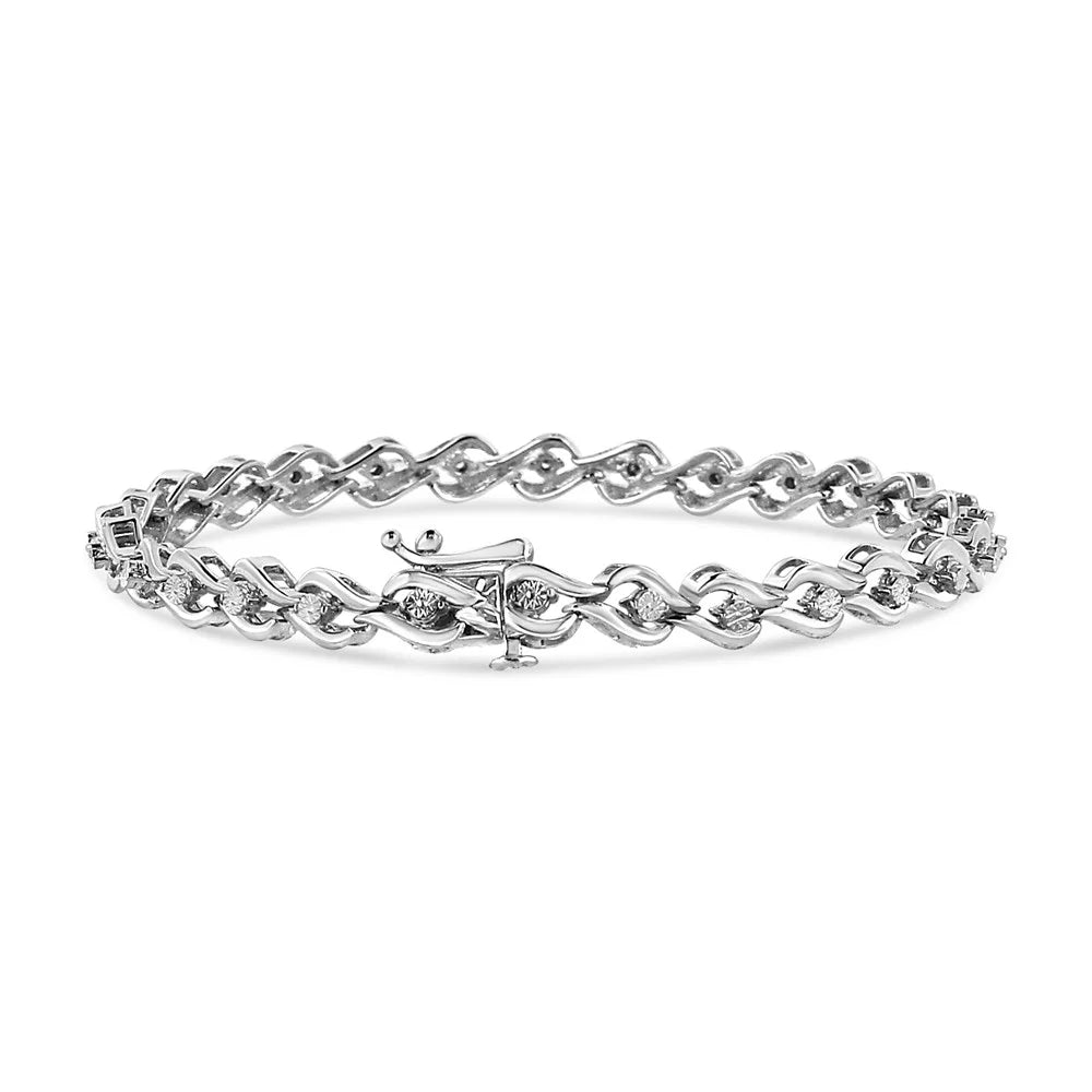 '- Color, Link Cttw Silver 7.25" Sterling Diamond Promo .925 Bracelet Round-Cut Clarity) (I-J 1/10 I3