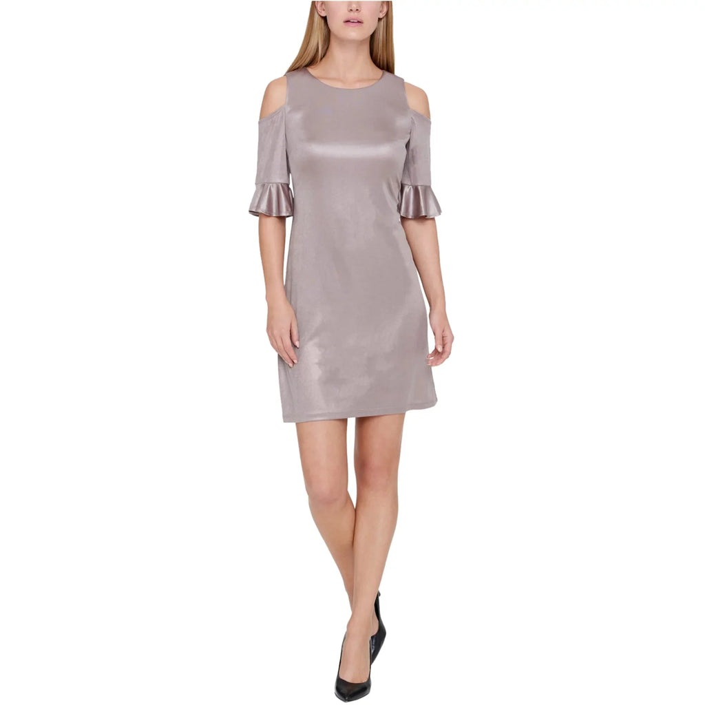16 Hilfiger Tommy Shift Womens Metallic, Dress, Cold Shoulder