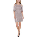 16 Hilfiger Tommy Shift Womens Metallic, Dress, Cold Shoulder