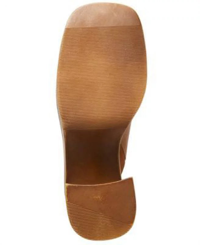 Heel On Brown Flirtie 8.5 M Square MADDEN Shoes Padded Block Platform 1" Toe Leather Goring STEVE Clogs Womens Slip