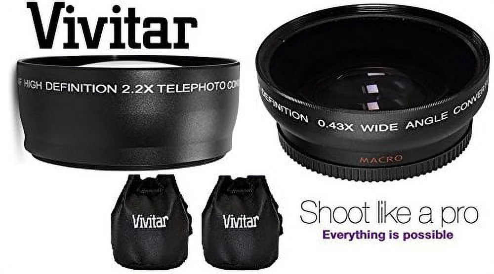 Wide 2-Pc Size Compatible) Kit Telephoto Hi-Def Lumix Lens Lens (58mm DMC-G7H & Panasonic For Set Angle