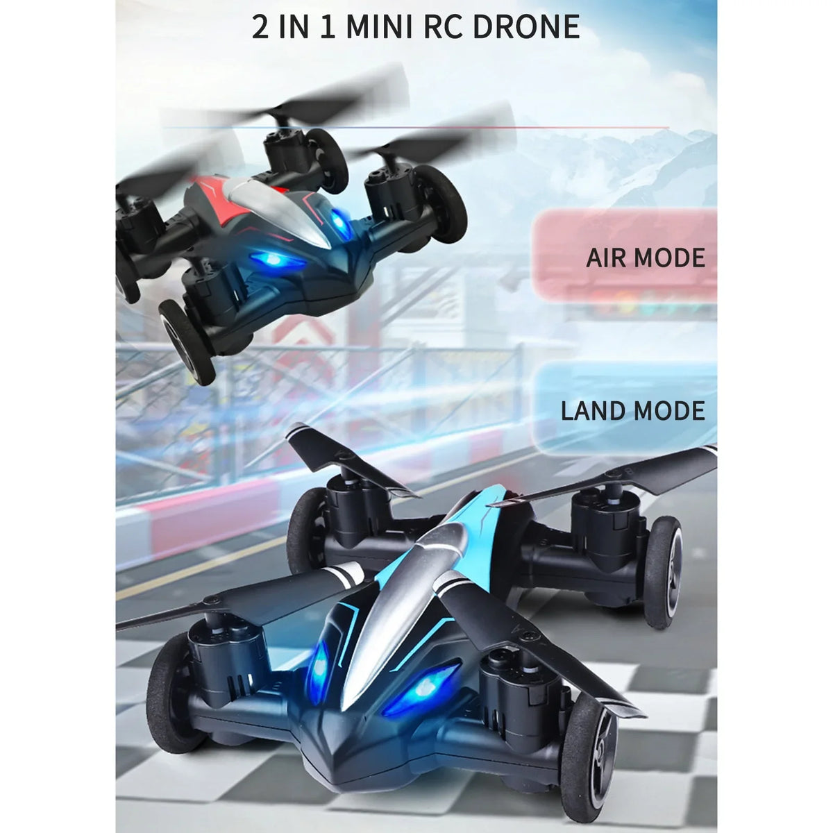 Kids Toys Night 3D 2 for Air Headless Beginners in Drone Landing Drone Key Mode off One for RC Car Flight RC RC 1 Meterk Take Light RC Land