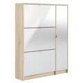 Allora Cabinet Layers Shoe Gloss Oak-White with & High 3 Drawer 2 Door in