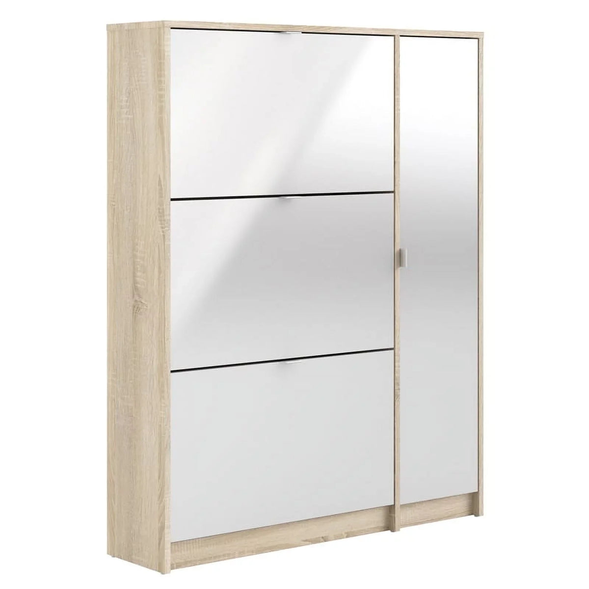 Allora Cabinet Layers Shoe Gloss Oak-White with & High 3 Drawer 2 Door in