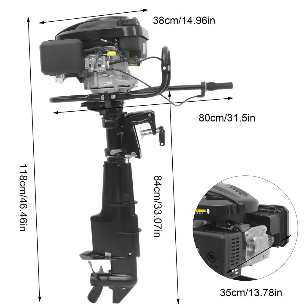 Motor Cooling Fishing 196CC Liters 3600R/Min Boat EngineWater 7.5 Outboard HP System 1.8