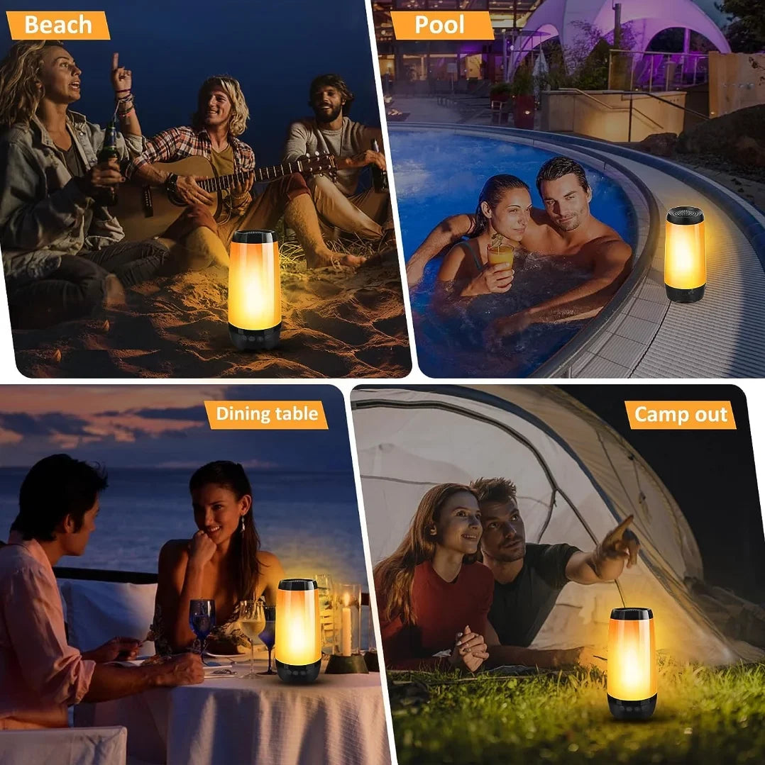 Speaker, Surround Stereo Flame Blufree Light IP68 Speaker Bluetooth Waterproof Portable Sport Wireless with Flame Speaker for Speaker,360° Outdoor Home, LED Sound Range Bluetooth 85FT
