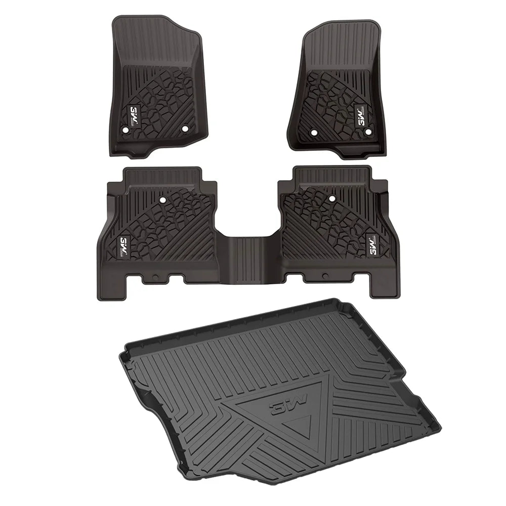 2018-2021 Jeep Unlimited Jeep White Weather JL mats Wrangler with - for 3W Logo Floor subwoofer 4-Door,Black for Liners Mats&Cargo All Floor &Trunk Wrangler JL Liner