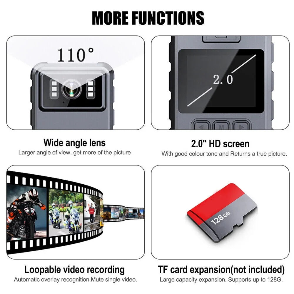 '- WiFi Body DVR Camera 1080P with Mini and Video Camcorder JahyShow Night Connectivity Vision Audio