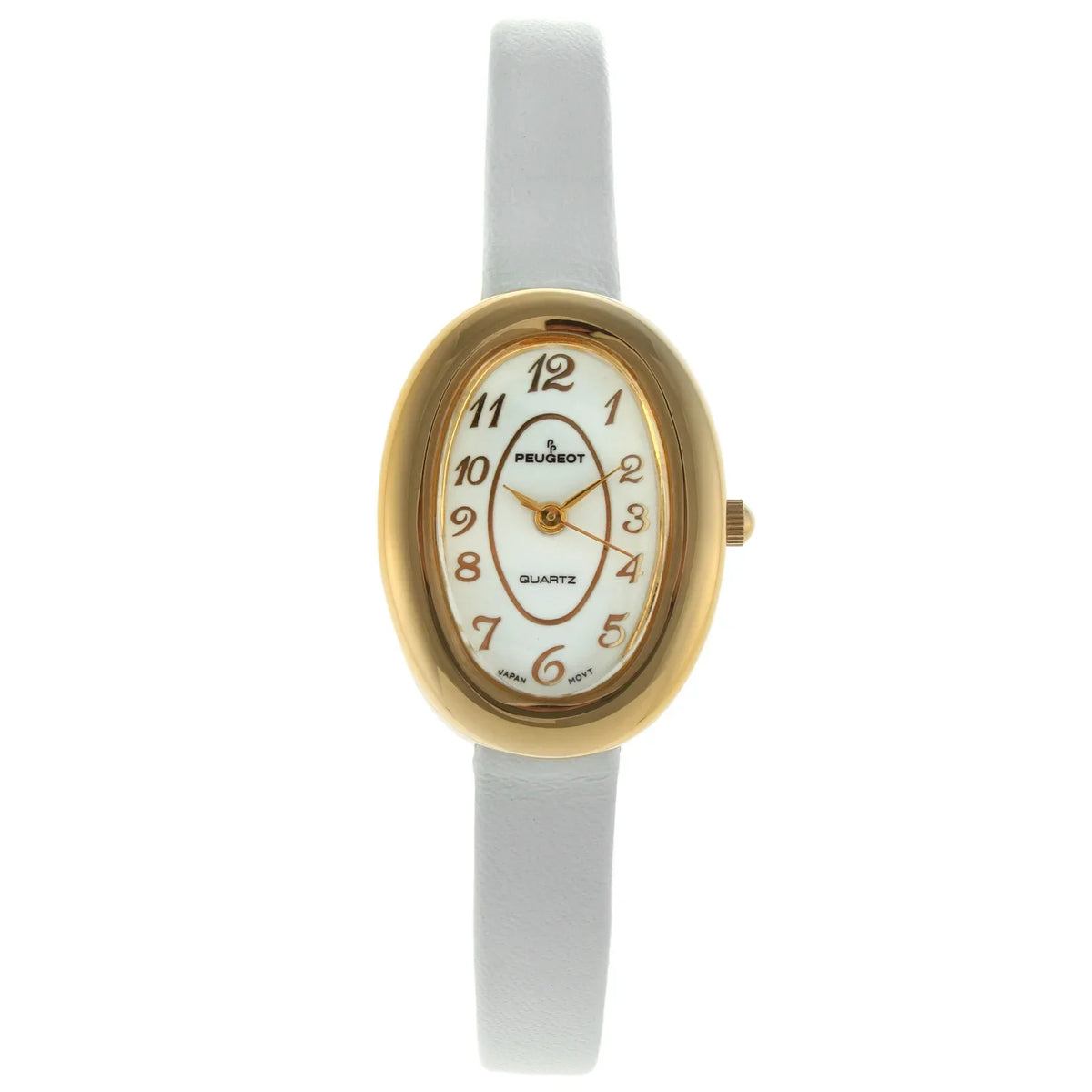 Case Vintage Peugeot Leather Watch White 380-17 Oval