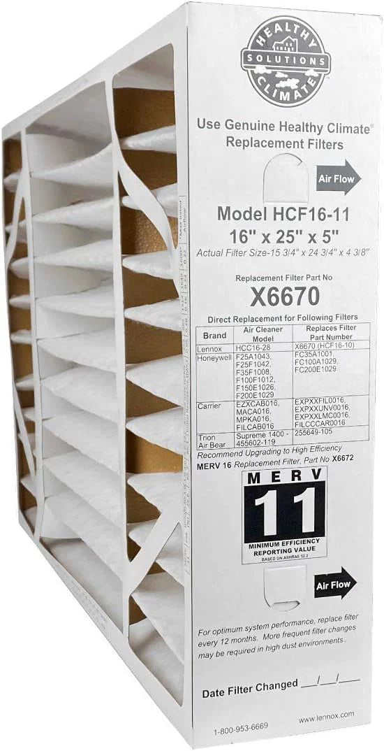 X6670 Replacement 11 16x25x5 Filter MERV Box
