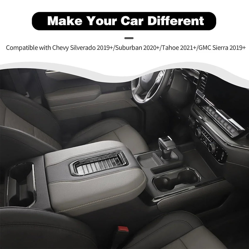 Suburban Trim Chevy Cover 2020 Tahoe Wood Storage 2021 Armrest Grain SIERRA Silverado For 2019 Center Box Fit Black 2022