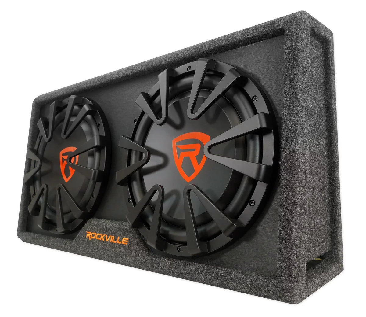Dual 2000w inches RG212CA Enclosure+Amp Powered Car Subwoofer Kit Rockville 12 Vented
