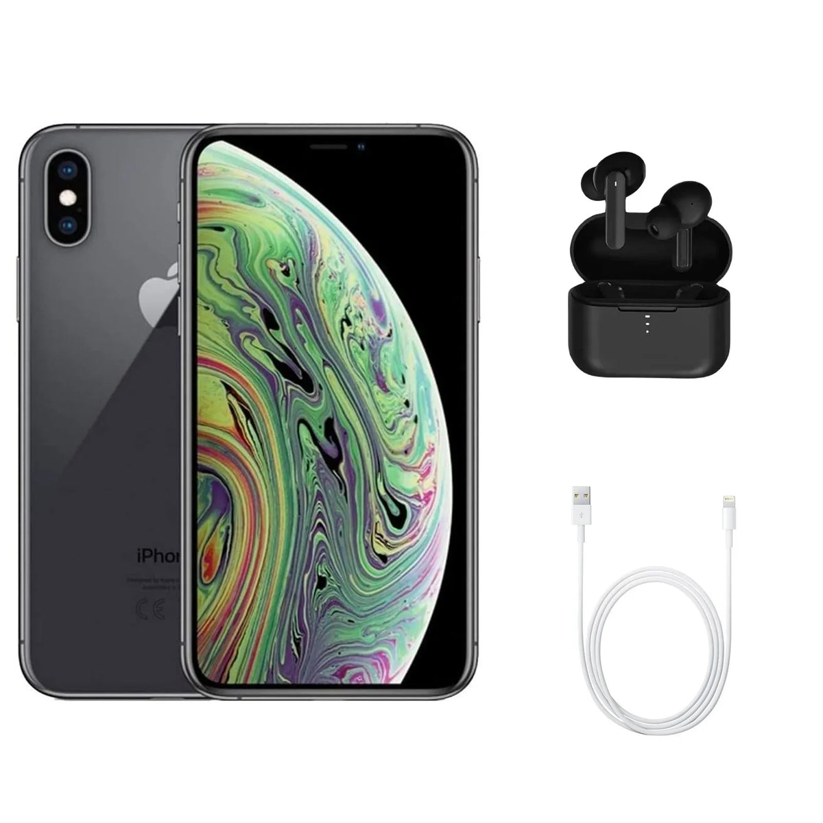A) (Refurbished) Apple Wireless XS (Fully Earbuds Max Restored 64GB (Grade Gray w/ A1921 Unlocked) Space iPhone