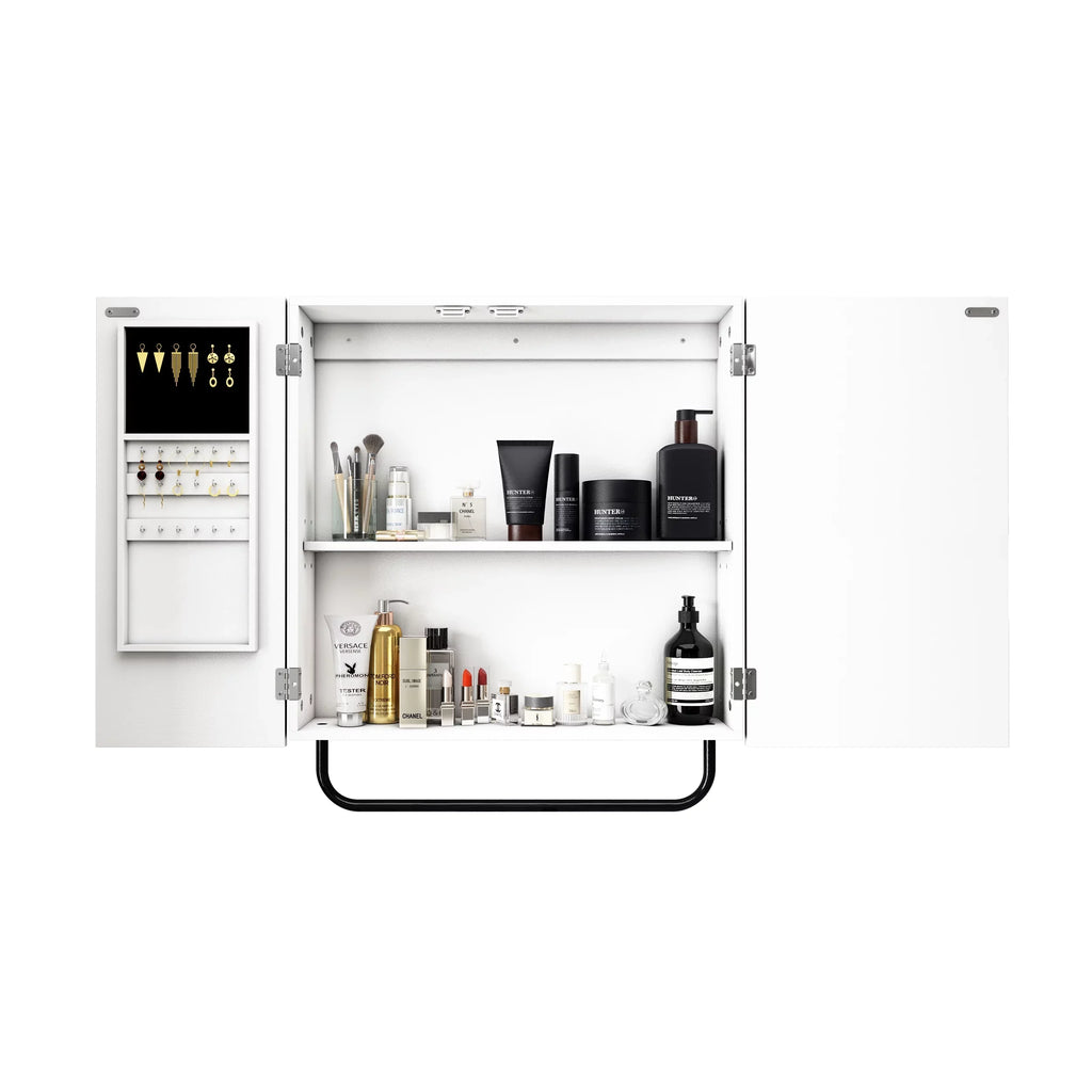Jewelry Cabinet Wall Mirror, Bathroom, Square Mounted with for 2-Tiers HLR Mirror Cabinet