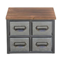 4 & Handle Metal Frame Wood Galvanized Organizer Drawer Scoop with Label Short Vertical - Top