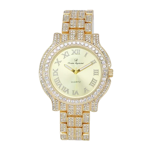 Out Women's a blinged-Out Timeless Iced Testament Glamour Classic-GLD) Crystal Luxury Diamonds Beauty True Watch, to and (L0504LA-T