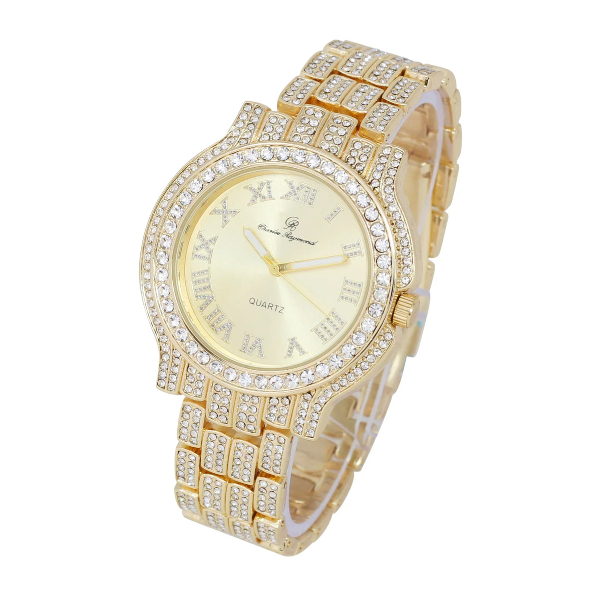 Out Women's a blinged-Out Timeless Iced Testament Glamour Classic-GLD) Crystal Luxury Diamonds Beauty True Watch, to and (L0504LA-T