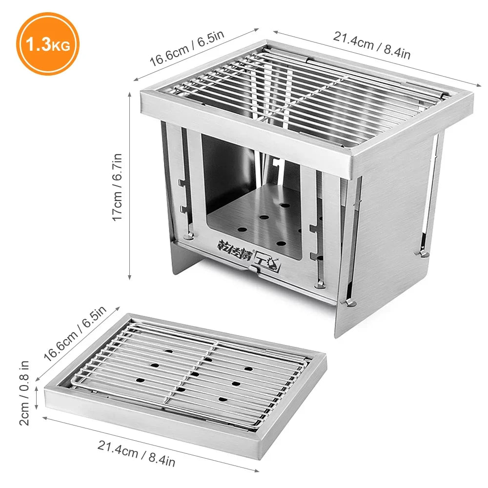 Picnic Stainless Park Use Steel Burning For MABOTO Camping Windproof Outdoor Folding Home Grill Tool Grill Portable BBQ Wood Camping
