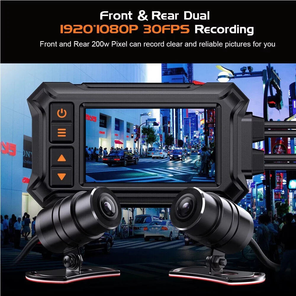 Night GPS Dash Rear 1080P Waterproof Front Vision Camera 3" A12 Motorcycle WIFI