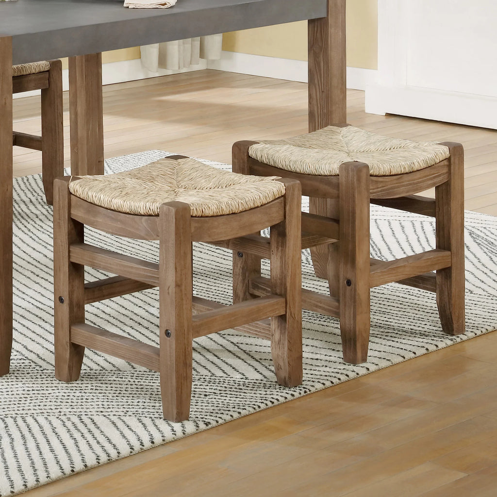 Wood Stools Alaterre of Set 18"H Rush with Two Newport Seats
