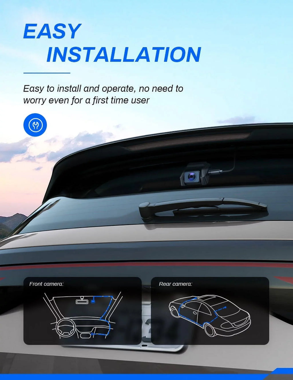 Recorder Backup 170° and Screen Cars Front Dash inch Rear, Camera Magnetic 3 Dashboard Camera GPS, 2.5K IPS Dash Crosstour Cam for