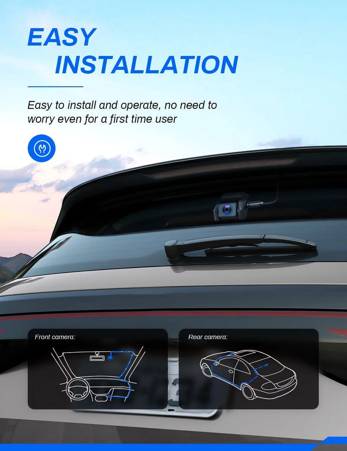 Recorder Backup 170° and Screen Cars Front Dash inch Rear, Camera Magnetic 3 Dashboard Camera GPS, 2.5K IPS Dash Crosstour Cam for