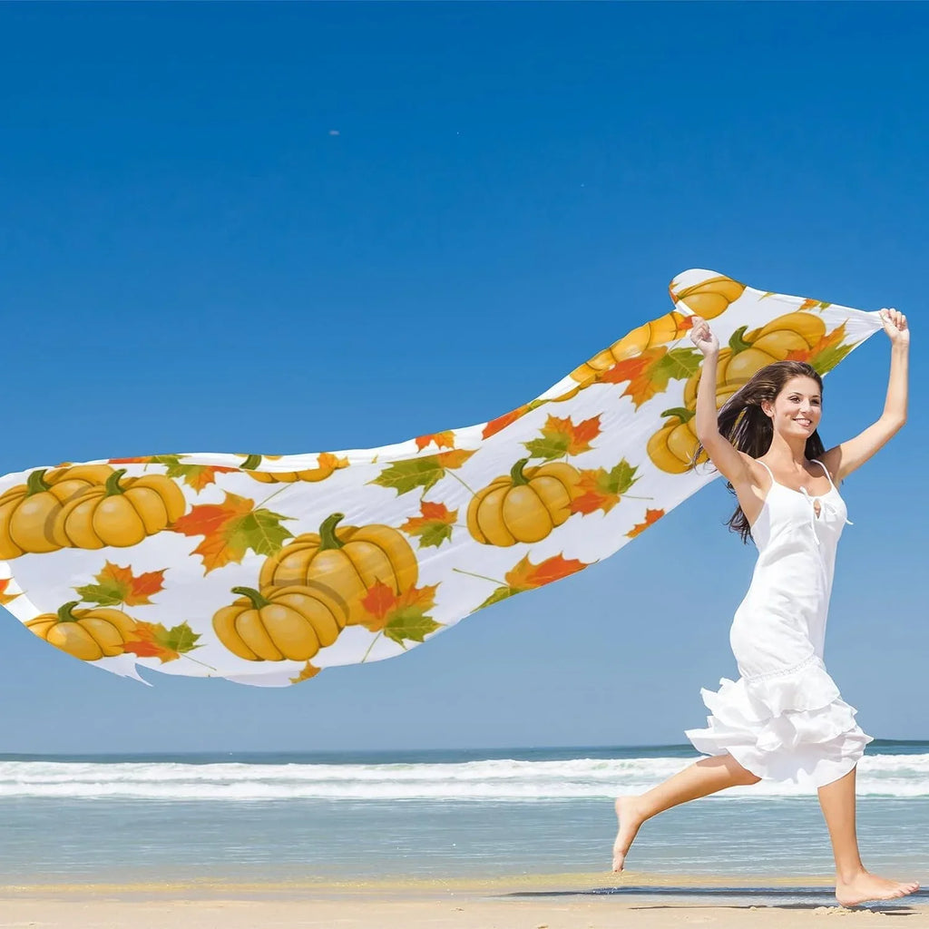 Maple Wrap Long Scarves Pumpkins Leaves Neck Girls Scarf Hyjoy Women Silk Lightweight for Shawl