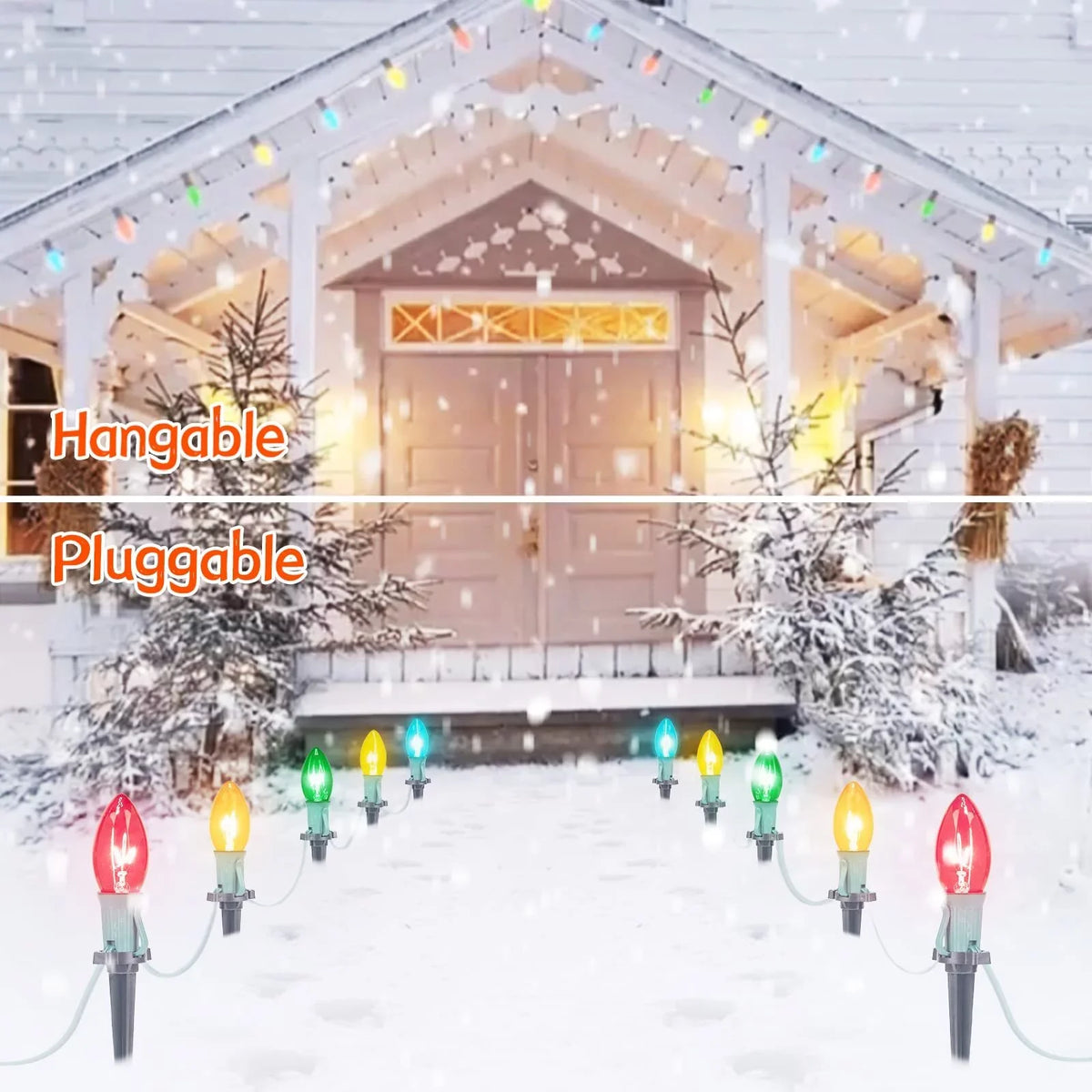 51.5 Christmas Stakes Feet C9 Light (2Sets) Walkway Yard Driveway Christmas Outdoor Lights ALLJOY Patio Pathway