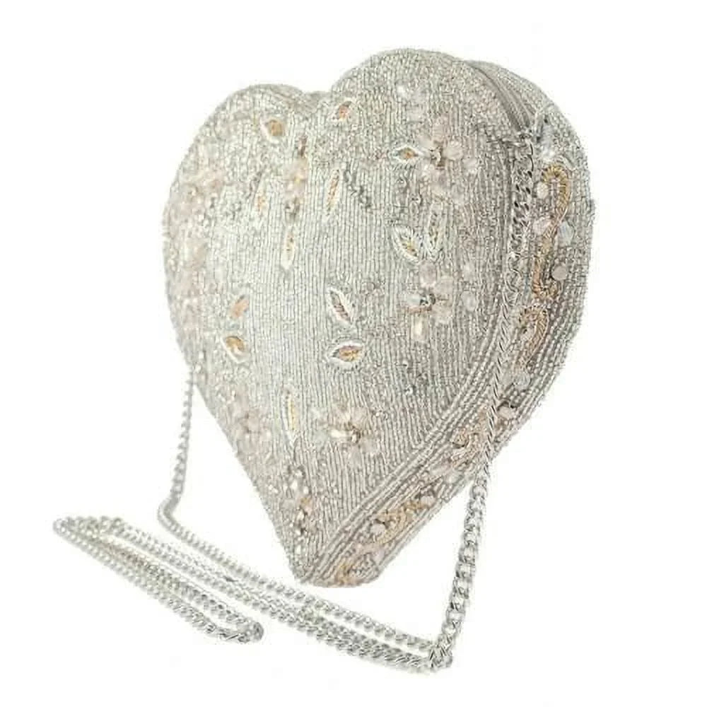 Crossbody Spark Handbag Love NEW Mary BAG of Beaded Heart spring Silver Frances