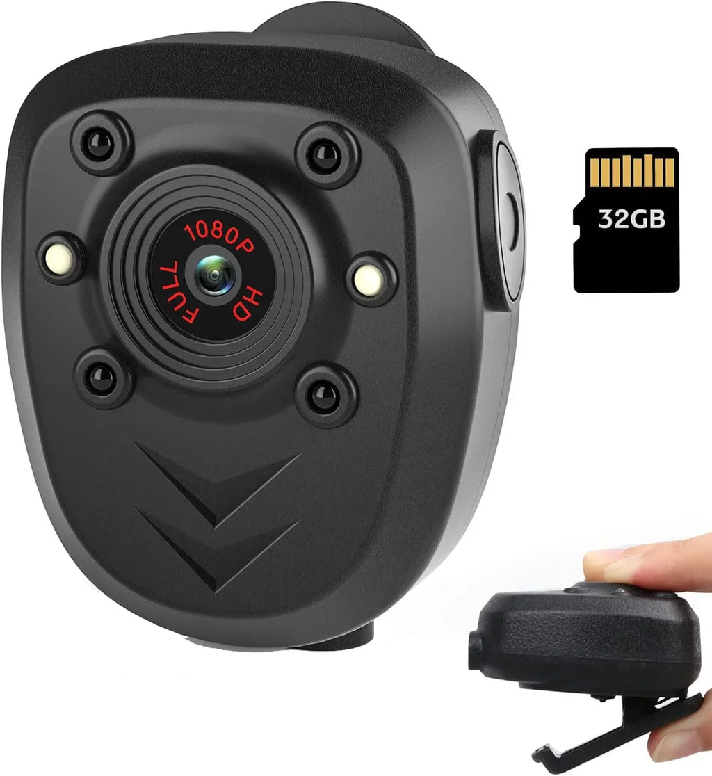 Security Life, Video,Night Body Battery Home Law Memory Police Vision, cam Video 32GB Mini Night Enforcement, with Vision, Card, 4-6HR Wearable Built-in Recorder, Camera HD1080P,Record Body Guard,