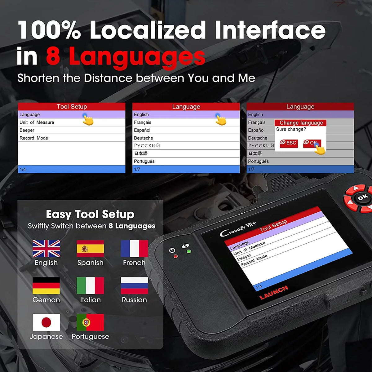 Launch Scanner Diagnostic VII+ Tool Creader Car Scan OBD2 X431 EOBD Reader (CRP123) Code