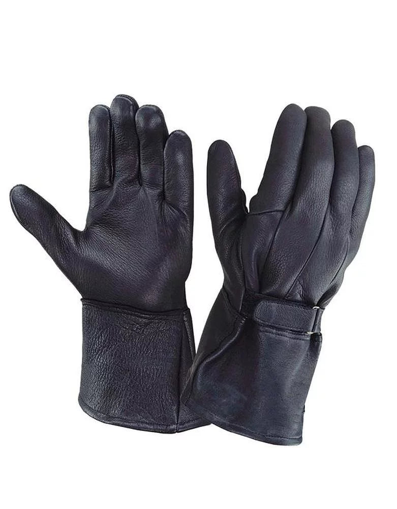 Deerskin Gauntlet Men's 5XL - Leather Gloves,Black,Size