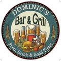 200120023391 Bar Grill Wall and 12" Round DOMINIC'S Kitchen Sign Decor Metal