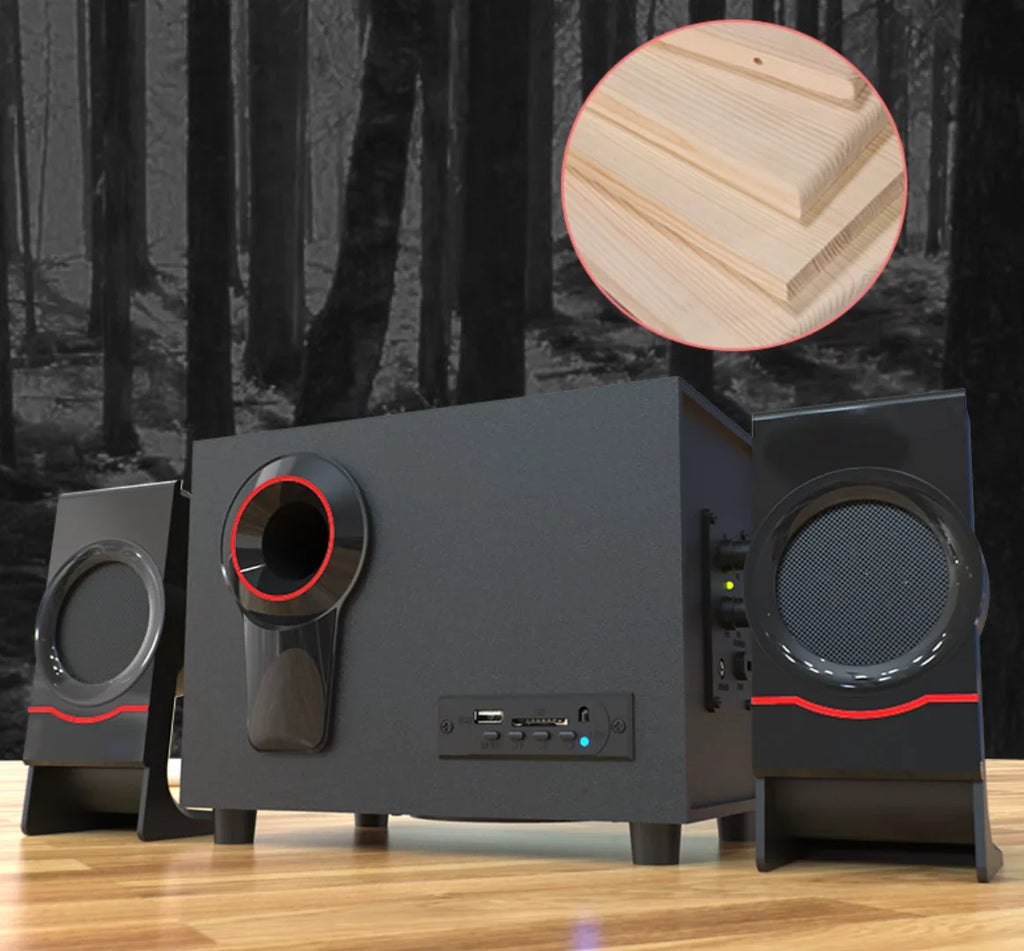 Subwoofer, HiFi Classic for Music Retro 4.2 Computer Speakers Bass PC/Laptop Wooden Wired Bluetooth Wood Mini Portable Speaker, Style Speaker USB2.1 Vintage Desktop