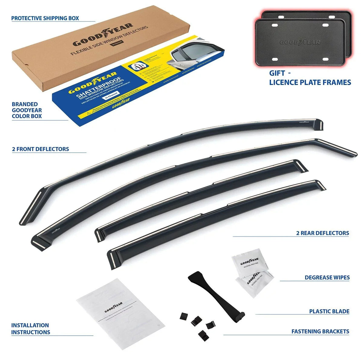 Nissan for Visors Rain Cars, Window GY007801 - Deflector, Window Shatterproof pcs Accessories, Deflectors in-Channel Goodyear Guards, 4 for Car 2019-2024, Vent Altima
