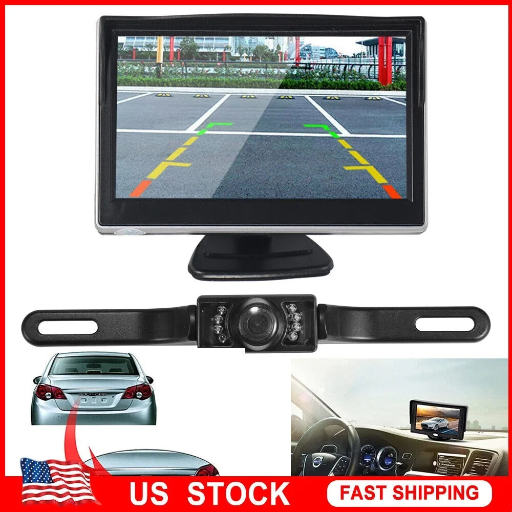Waterproof Rear Car HD Kit Night Camera View 5" KingFurt Wireless Monitor Vision Backup