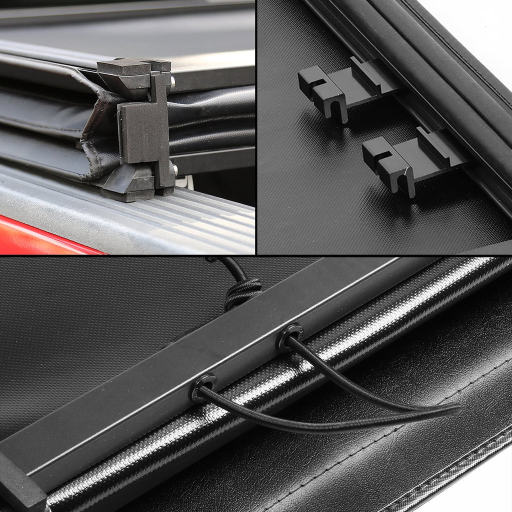 Cover Soft Adjustable -Fold Top Tonneau Tri Bed Trunk 5.7' Truck 1500 For TTC-TRISOFT-018 DNA 2009 Ram Fleetside 2021 Motoring to