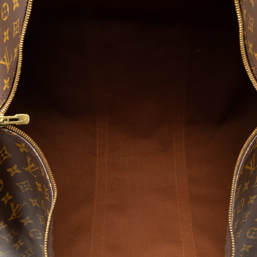 Pre-Owned Keepall Authenticated Bag Unisex Monogram (Good) Bandouliere Vuitton Brown WeekenderBag Canvas 60 Travel Louis