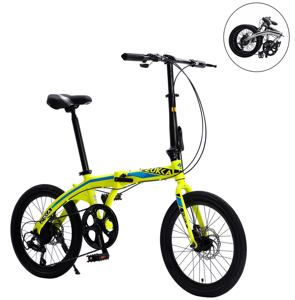 Bike, Frame, City Bike, Speed Yellow 8 Alloy Aluminium Folding 20"