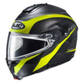 Yell Hi-Viz HJC helmet C91 snowmobile Semi-Flat Hi-Viz Black Lens Taly with Yellow Shield (5XL, Semi-Flat (MC-3HSF) Dual