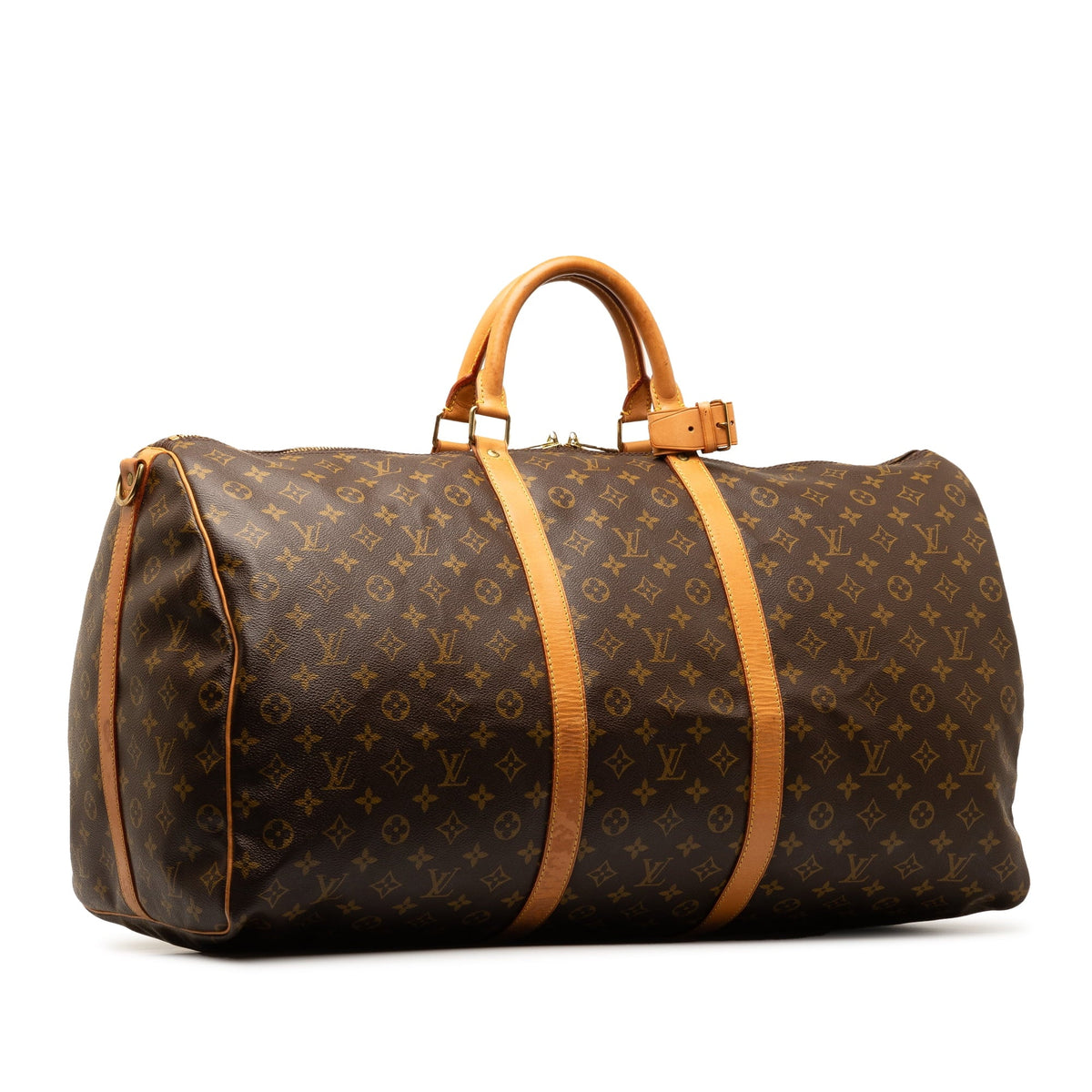Pre-Owned Keepall Authenticated Bag Unisex Monogram (Good) Bandouliere Vuitton Brown WeekenderBag Canvas 60 Travel Louis