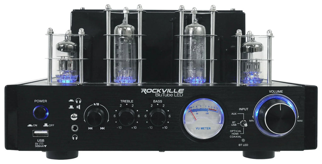 6.5" Receiver+(8) White LED Speakers Ceiling Theater Amp/Home Tube Rockville