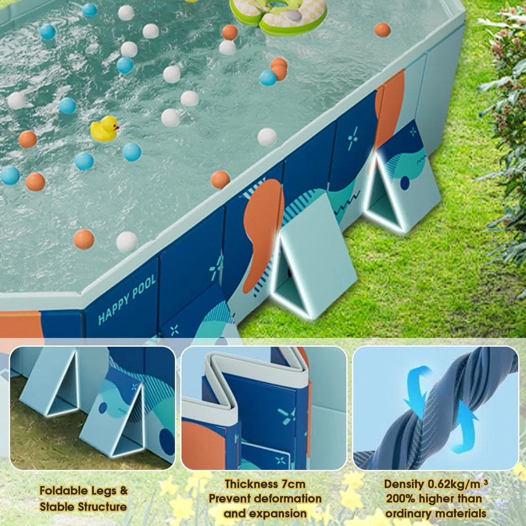 Non-Inflatable 113" Ground ANJORALA Kiddie for Pool Garden Swimming Pool Backyard(Blue) Above Collapsible